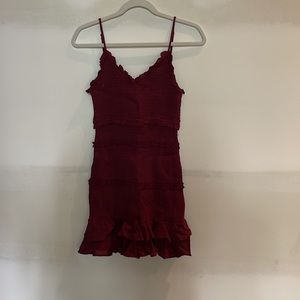 Maroon fitted mini dress